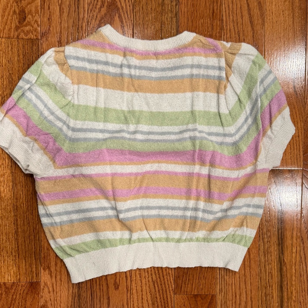 Show Me Your Mumu Simple Stripe Knit Sweater Multicolor Crop Top Medium - Picture 5 of 8